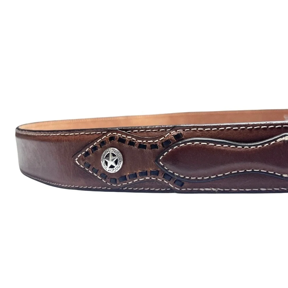 Nocona Ranger Leather Belt Brown Western Cowboy Star Conchos Mens Size‎ 46